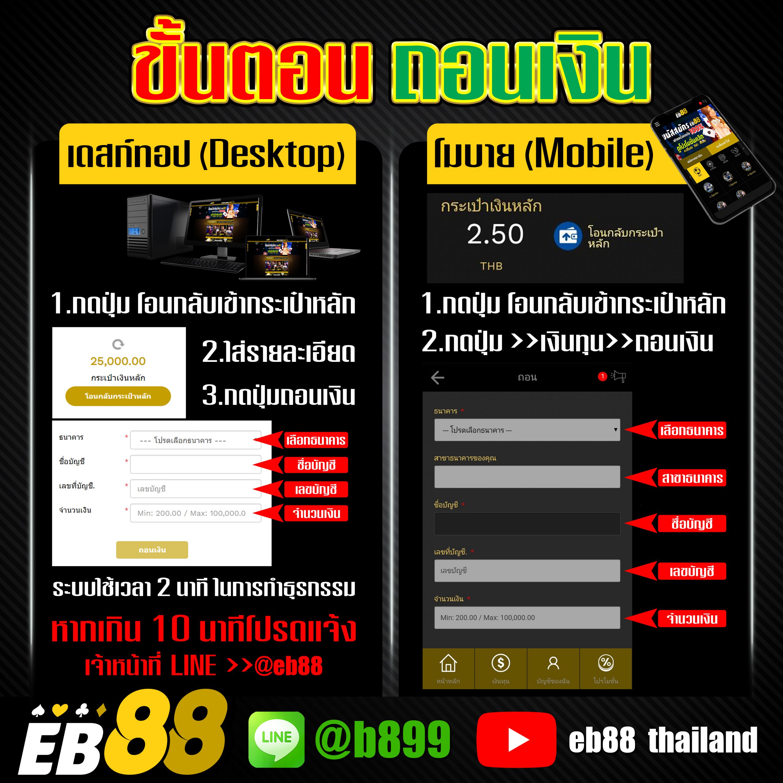 ขั้นตอนถอนเงิน eb88.com