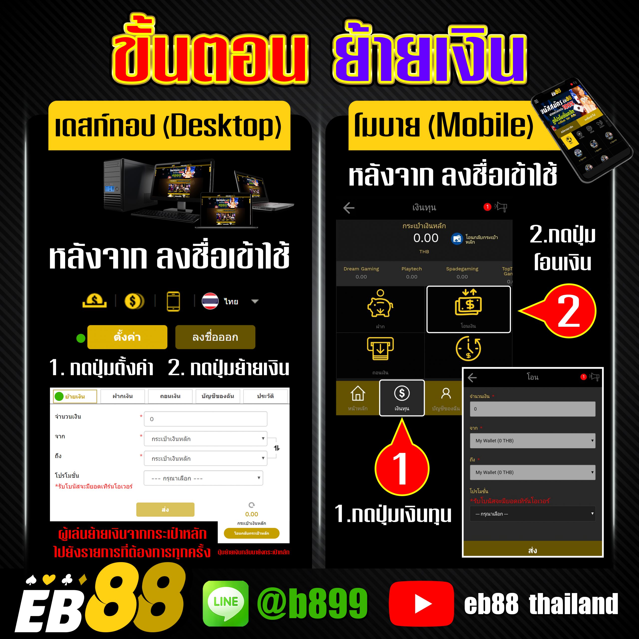 ขั้นตอนการย้ายเงิน eb88.com